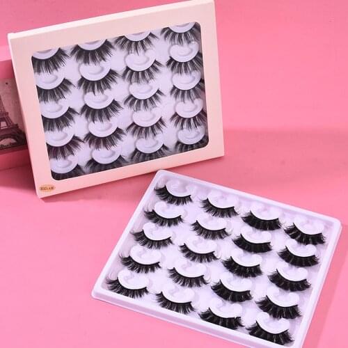 10 Pairs 8D Faux Mink Hair False Eyelashes Wispies Fluffies Drama Eyelashes Natural Long Soft Handmade Natural Curl Black Lashes