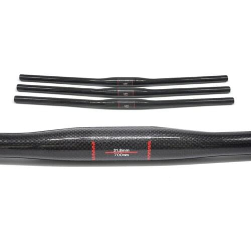 NO TRADEMARK Mountain Bike Flat Bicycle Handlebar MTB Parts 3K Full Carbon Handlebar 31.8*600/620/640/660/680/700/720/740/760mm