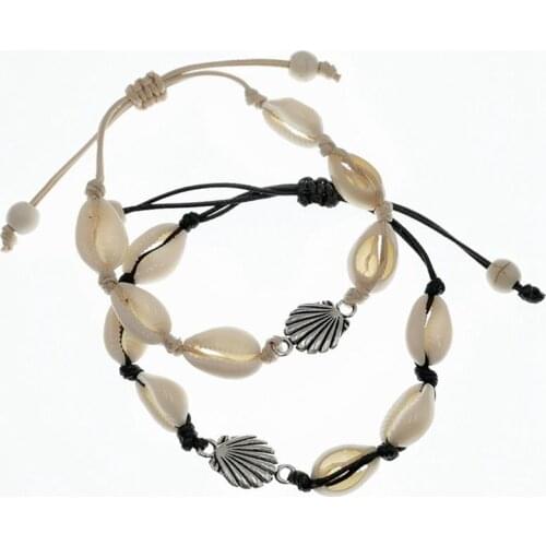 2021 New Women Shell Bracelet Boho Handmade Adjustable Braided Bracelet String Bracelet for Women Wrist Jewelry