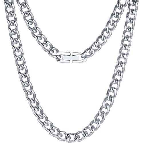 Hip Hop Silver color Stainless Steel Necklace for Man 6mm Round Chain Necklaces High Quality Fashion Jewelry