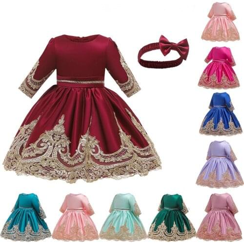 Girls Dresses And Headdress For Kids Clothes Baby Princess Birthday Prom Designs Ball Gown Bow Dress Toddler Girl Formal Dress