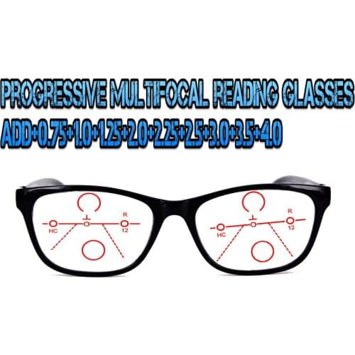 Progressive Multifocal Anti Blu Light Reading Glasses Black Frame for Men Women High Quality Business +0.75 To +4.0