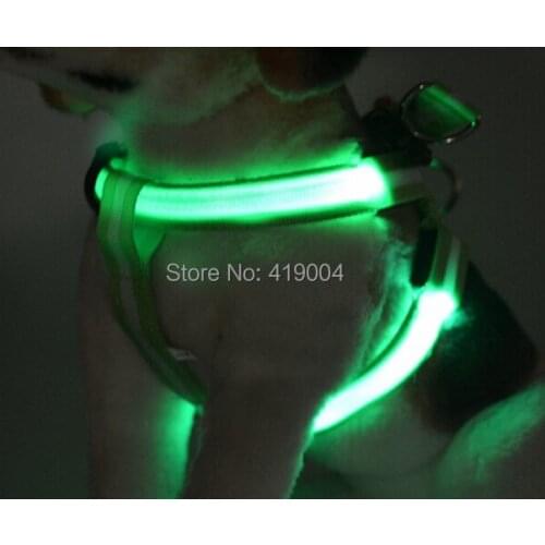 7 Colors Dog LED Flashing Harness Dog Collar Pet Led Leashes S/M/L Sizes for Choice Fedex DHL Free shipping ,200pcs/lot