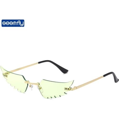 Seemfly Retro Steampunk Sunglasses Street Snap Decorative Frameless Wing Sunshades Brand Designer UV400 Sun Glasses Male Female