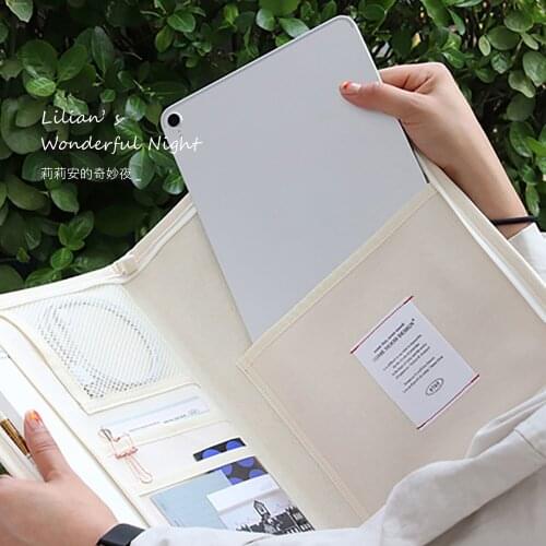 Tablet bag Korean laptop drop-resistant canvas bag niche design storage bag