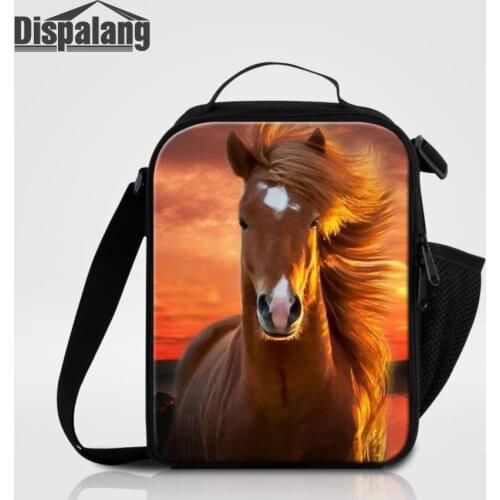 Animal Horse Printing Thermal Insulated Lunch Bags Custom Design School Food Cooler Bag For Student Children Boy Picnic Lunchbox