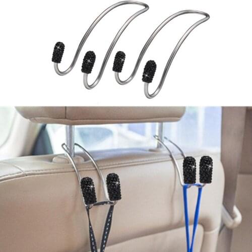 Car Handbag Hanger, Car Hangers Organizer Bling Car Back Seat Headrest Hooks 2PCS Strong And Durable Vehicle Metal Hook