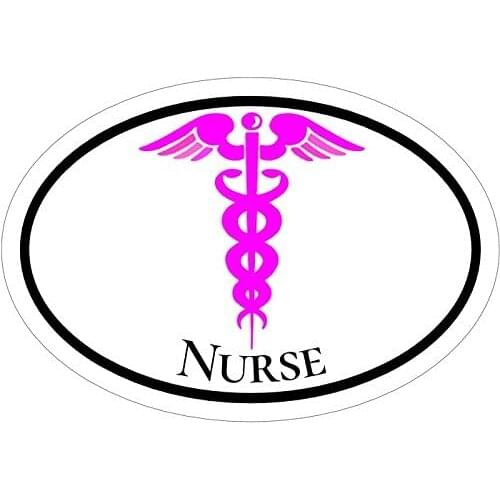WickedGoodz Oval Nurse Caduceus Vinyl Window Decal - RN Bumper Sticker - Perfect Registered Nurse Pinning Graduate Gift 15*15cm