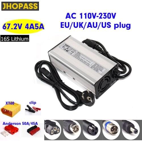 67.2V 4A 5A Lithium Li-ion battery charger power supply FAST smart AC 110v-240v 60V ebike electronic car with XT60 clip anderson