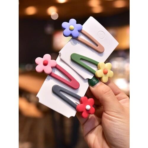 Jolly S 4-6pc/set Handmade Women Fashion Flower Hair Clips Hairgrips Floral Snap Clips For Girls Teens Kids Hair Accessories