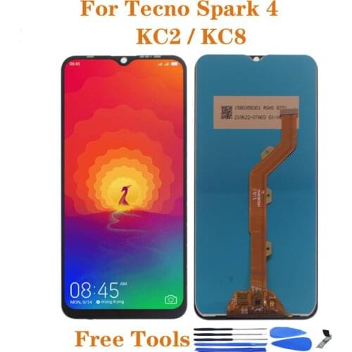 6.52" For Tecno Spark 4 KC2 LCD Display Touch Screen Digitizer Assembly For Tecno Spark4 KC8 Screen Replacement +Tools