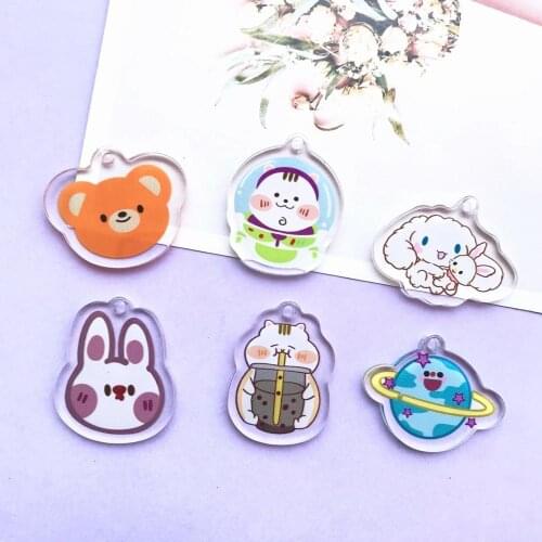 10pcs acrylic small animals Key chain DIY Mobile phone lanyard decoration Handmade Earrings.Bracelet,Necklae