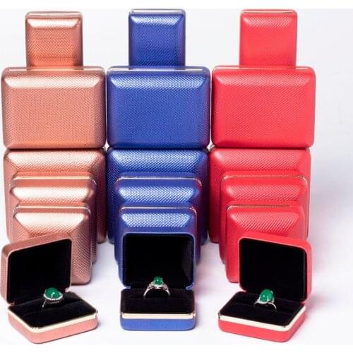 100 pcs Red Grid Pattern High-grade Earrings Ring Jewelry PU Leather Wedding Boxes Jewelry Velvet Boxes Packaging Necklace Gift