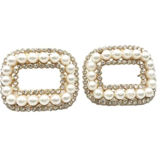 2pcs Faux Pearl Shoe Clips Charms Buckle Women Bridal Shoe Decor Accessories