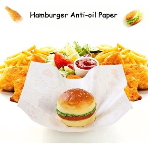 200pcs Disposable Hamburger Paper Fast Food Anti-oil Paper Chicken Roll Sandwich Papers Food Grade PE Film Waterproof Take out