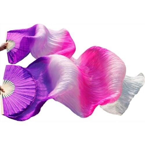 2016 female high quality Chinese silk veils dance fans Pair of belly dancing fans cheap Purple + purple + Rose + Pink + White
