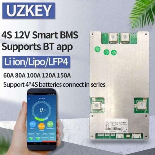 4s 12v 60a 80a 100a 120a 150a 80V Withstand Voltage Smart bms port common Lifepo4 Lipo Bluetooth balanced pcm
