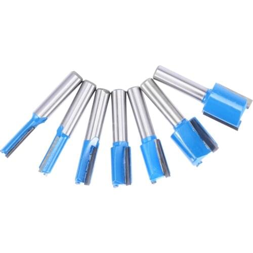 7Pcs 8mm Shank Straight Router Bit Set 6mm 8mm 10mm 12mm 14mm 18mm 20mm For Machine Tools Milling Cutter