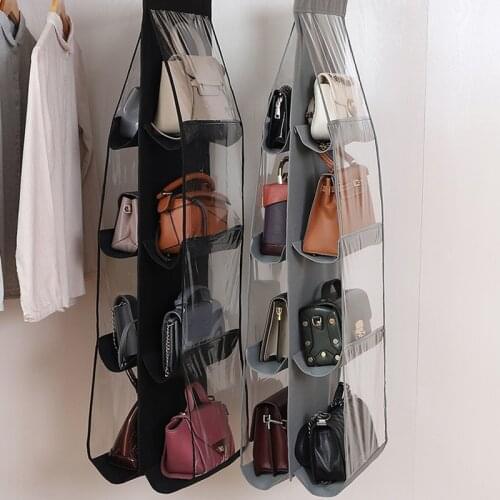 8 Bag Pocket Foldable Folding Hanging Storage Purse Bag Shelf Handbag Organizer Door Sundry Pocket Hanger Storage Closet Hanger