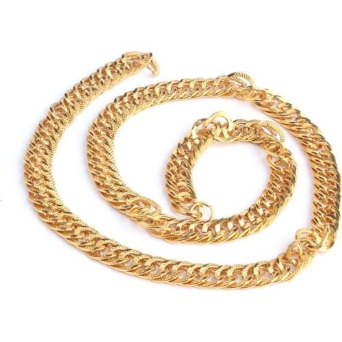 9mm gold color column flat chain necklace Alloy Never fade necklaces jewelry wholesale