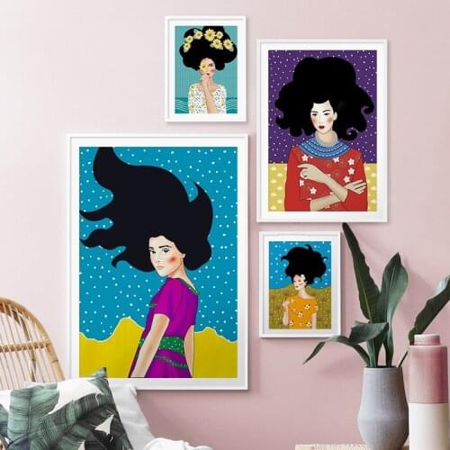 Abstract Fashion Girl Vintage Minimalist Wall Art Canvas Painting Nordic Posters And Prints Wall Pictures For Living Room Decor