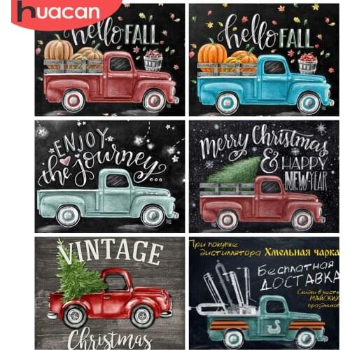 HUACAN Diamond Painting Full Round Square Blackboard Car Diamond Embroidery Text Rhinestones Mosaic Decortion