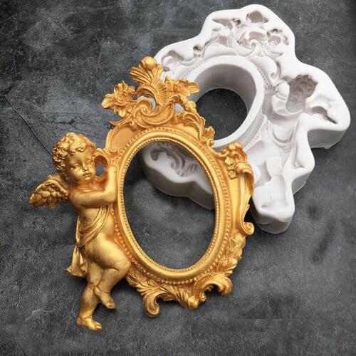 Angel Wings Photo Frame Design Fondant Cake Silicone Mold DIY Aroma Gypsum Plaster Mould Chocolate Mould Clay Chocolate Molds