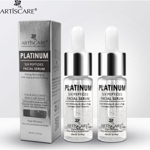 ARTISCARE Platinum Six Peptides Serum 20ml Facial Serum Hyaluronic Acid Essence 24K Gold Anti Aging Whitening for Skin Care 2pcs