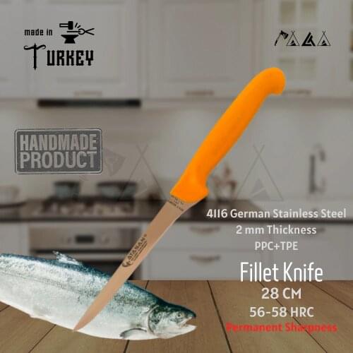 ATASAN Gold Series Straight Fillet Knife Kitchen Knives Handmade High Quality Professional Stainless Steel Fish Fillet Knife