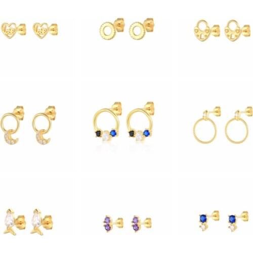 CANNER 925 Sterling Silver Stud Earrings Series Fine Mothers Day Gift Earrings For Women Girls Boucle D'oreille Femme Piercing