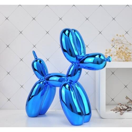 Shiny Balloons Dog Statue For Decoration Large Simulation Resin Animal Art Sculpture Balloons Craftwork Home Decor Accessories