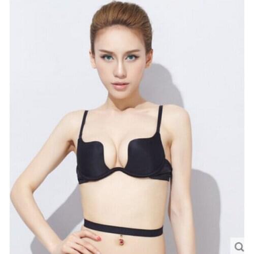 Plunge u gather chest Push up bra Deep V Women Bra Intimates sexy bra Underwire Side Support Super Boost Plunge cute PushUp Bra