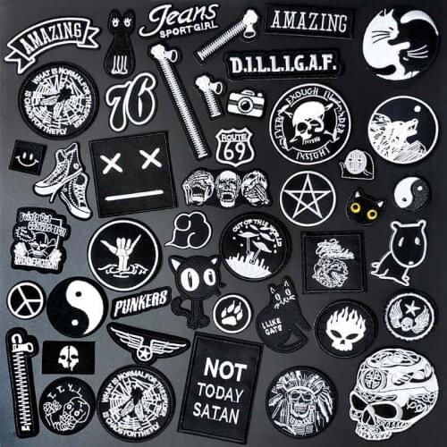 Black White Expression Cloth Mend Decorate Iron On Patch Clothes Apparel Sewing Decoration Applique Sew On Patches For Clothing