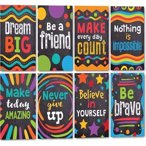 Kids Learning Posters UV Paper Painting Waterproof Cartoon English Inspirational Wall Sticker Children Classroom Bedroom Decor