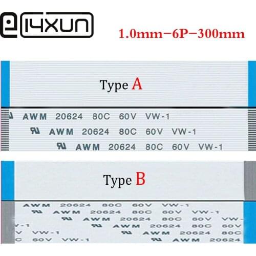 EClyxun 100pcs FFC FPC Flexible Flat Cable 1.0mm pitch 6 pin 300mm Isotropy A or Anisotropy B cable,20624 80C 60V VM - 1