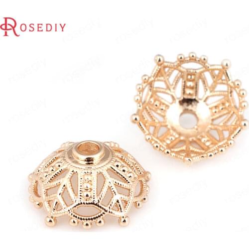 F679)10 pieces 16.5mm 24K Champagne Gold Color Plated Brass Big Beads Caps High Quality Diy Jewelry Accessories