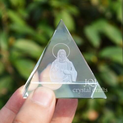 3D Laser Engraved Priest Figurine Crystal Crafts Glass Father Miniature Religious Gifts House Ornaments Home Decor