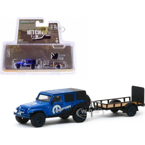 GL 1:64 2012 JEEP WRANGLER UNLIMITED & UTILITY TRAILER alloy model Car Diecast Metal Toys Birthday Gift For Kids Boy