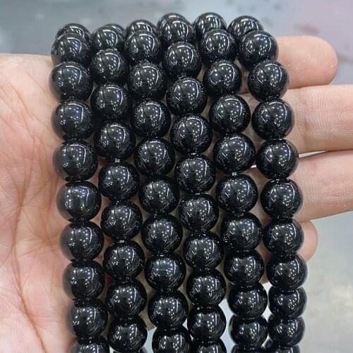 Smooth Black Crystal Glass Synthesis Round Spacer Beads DIY Charms Bracelet Accessories For Jewelry Making15'' 4/6/8/10/12mm