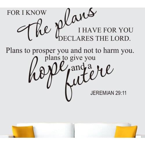 Christian Jeremiah Quotes The Plans Wall Art Decor Home Decoration , High Quality Vinyl Wall Sticker Art Decal