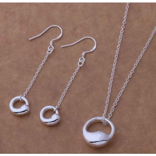 AS143 Hot Lucky Silver Color Jewelry Sets For Women Jewelry Sets Earring 157 + Necklace 261 /dojamfqa Bidajzka