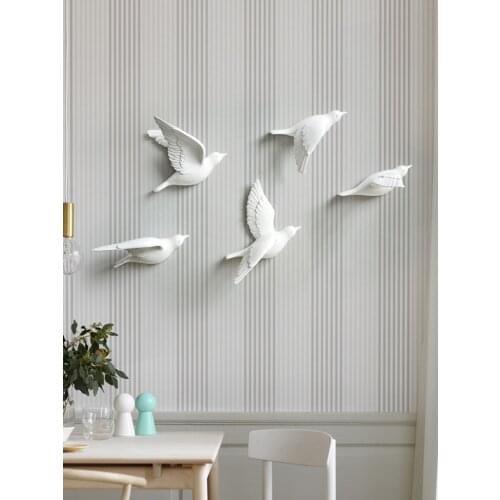Punch-Free Creative 3D Bird Figurines Wall Hanging Decorations Seagull Sculpture Modern Background Wall Decoration Home Decor