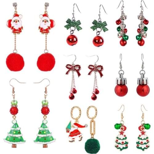 Christmas Tree Earrings Santa Claus Snowman Jewelry Trendy Christmas Stud Drop Earring for Women Girls Party Accessories Gifts