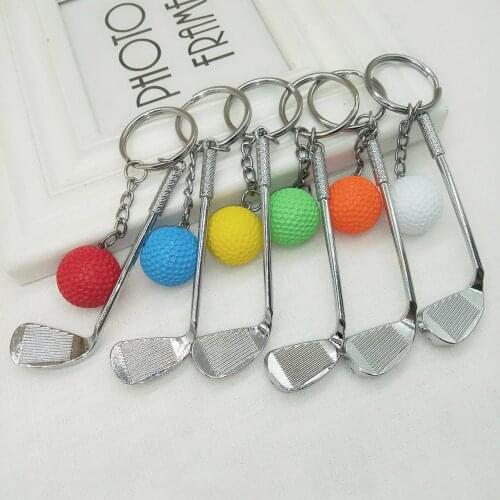 Fashion Mini Golf Key Chain Sports Keychain Metal Key Ring Accessories Sports Clubs Lovers Birthday Split Keyring Pendant