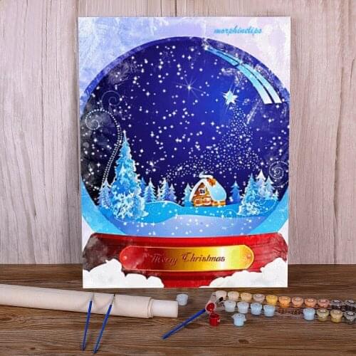 Snow Globe Coloring By Numbers Painting Package Oil Paints 40*50 Oil Painting Decorative Paintings For Adults Wall Handicraft