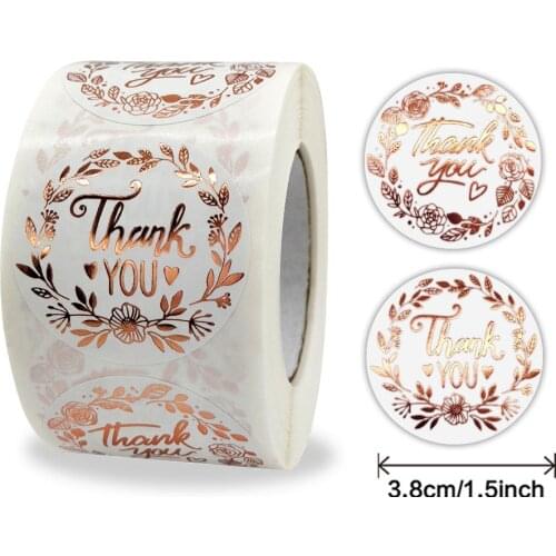 Party Thank You Stickers Roll Simple and Sincere 1.5 inch Waterproof 500 Labels for Small Business Packaging Mailer Seal Sticker