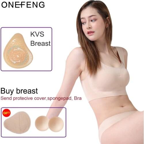 ONEFENG KVS Breathable Massage Point Spiral Shape Breast Cancer Silicone Breast Form Prosthesis for Mastectomy Women