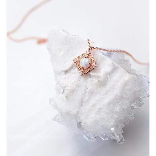 Opal Pendants Necklace 100% 925 Silver Kolye Charm Minimalism Vintage Boho Bijoux Femme Collier Necklace Women Joyas Jewelry