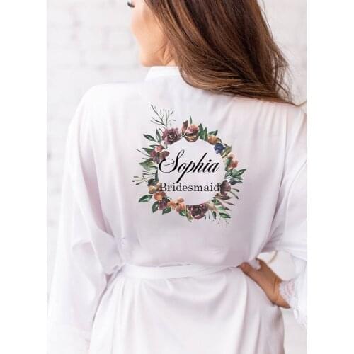 Personalized Hen Party Wedding Silky Satin Robe Bride Bridesmaid Robe Team Robe Bride Squad Gifts