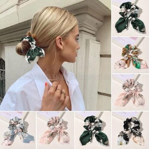 2021 Chiffon Bowknot Elastic Hair Bands For Women Girl Solid Color Hair Ties Ponytail Scrunchies Headband Holder Hair Accessorie